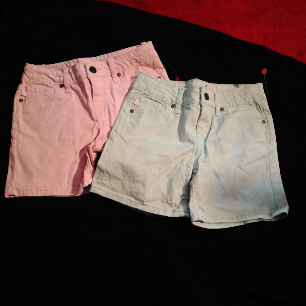 Tommy Bahama Pink and Blue Jean Shorts with Distressed Hem